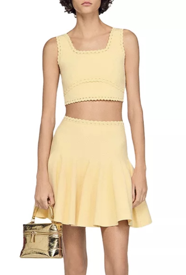 yellow crop knit top